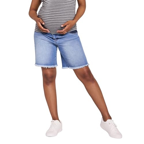 Motherhood Maternity Women's Under the Belly Denim Pregnancy Shorts with Side Elastic Panel Inset... | Amazon (US)