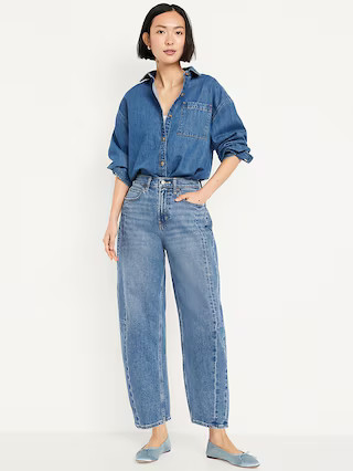High-Waisted Barrel Ankle Jeans | Old Navy (US)