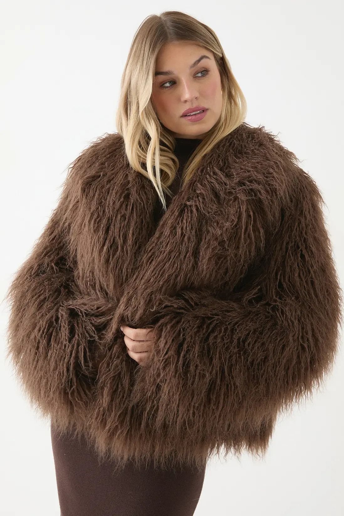 Mongolian Collared Faux Fur Jacket | boohoo (US & Canada)