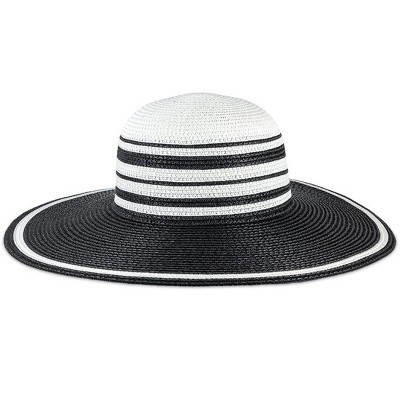 Magid Straw Color Block Floppy Hat Black | Target