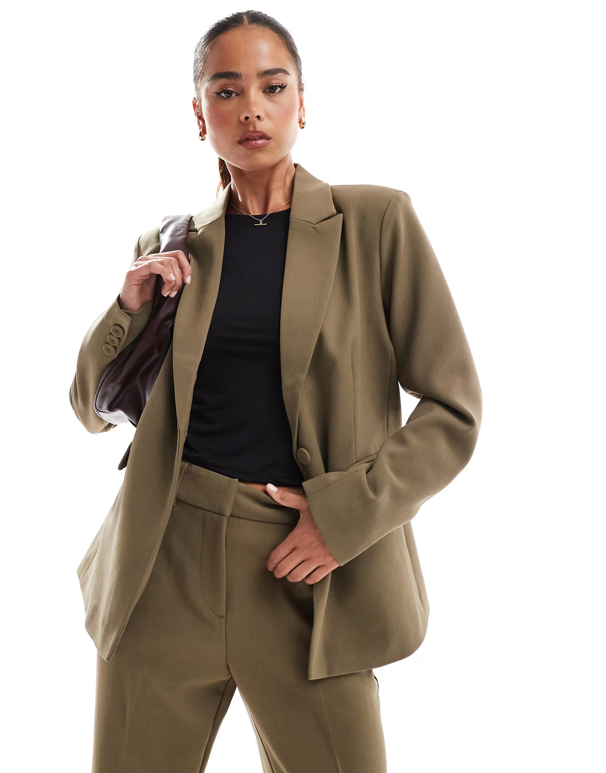 YAS tailored single breasted blazer co-ord in taupe | ASOS (Global)
