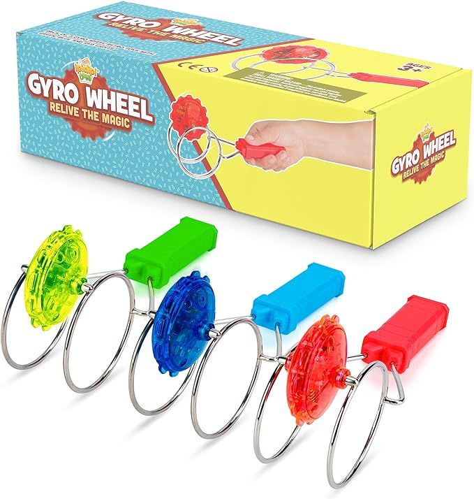 Retro Magic Gyro Wheel - 3 Pack - Light Up Magnetic Stocking Stuffers for Kids - Sensory Toy with... | Amazon (US)