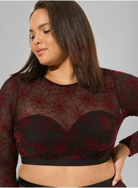 Flocked Mesh Long Sleeve Top | Torrid (US & Canada)