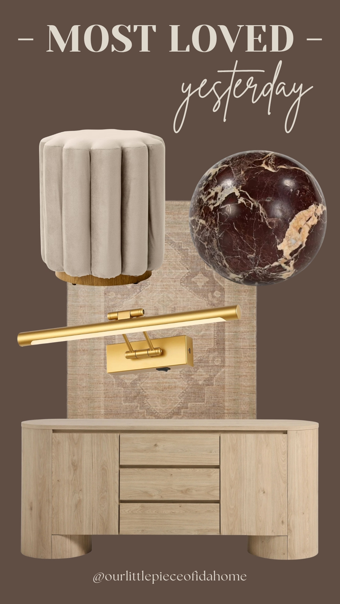 I’m linking the pieces that received the most love yesterday. From the fluted ottoman and brass picture light to the statement dresser and marble decor, these are the finds that bring warmth, texture, and character to a space.

I’m always drawn to pieces that feel timeless and easy to layer. Shop the favorites that everyone has been saving, clicking, and adding to their homes lately.
@Wayfair 
@Walmart
@1stopbedrooms

#LTKU #LTKHome #LTKSaleAlert