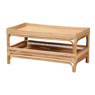bali & pari Lombok 39.8 in. Natural Rectangle Rattan Coffee Table 243-13615-HD - The Home Depot | The Home Depot