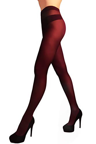 Mila Marutti Burgundy Tights for Women | Maroon Stockings for Women | Wine Color Semi Sheer Pantyhose Nylons - Burgundy, M | Amazon (US)