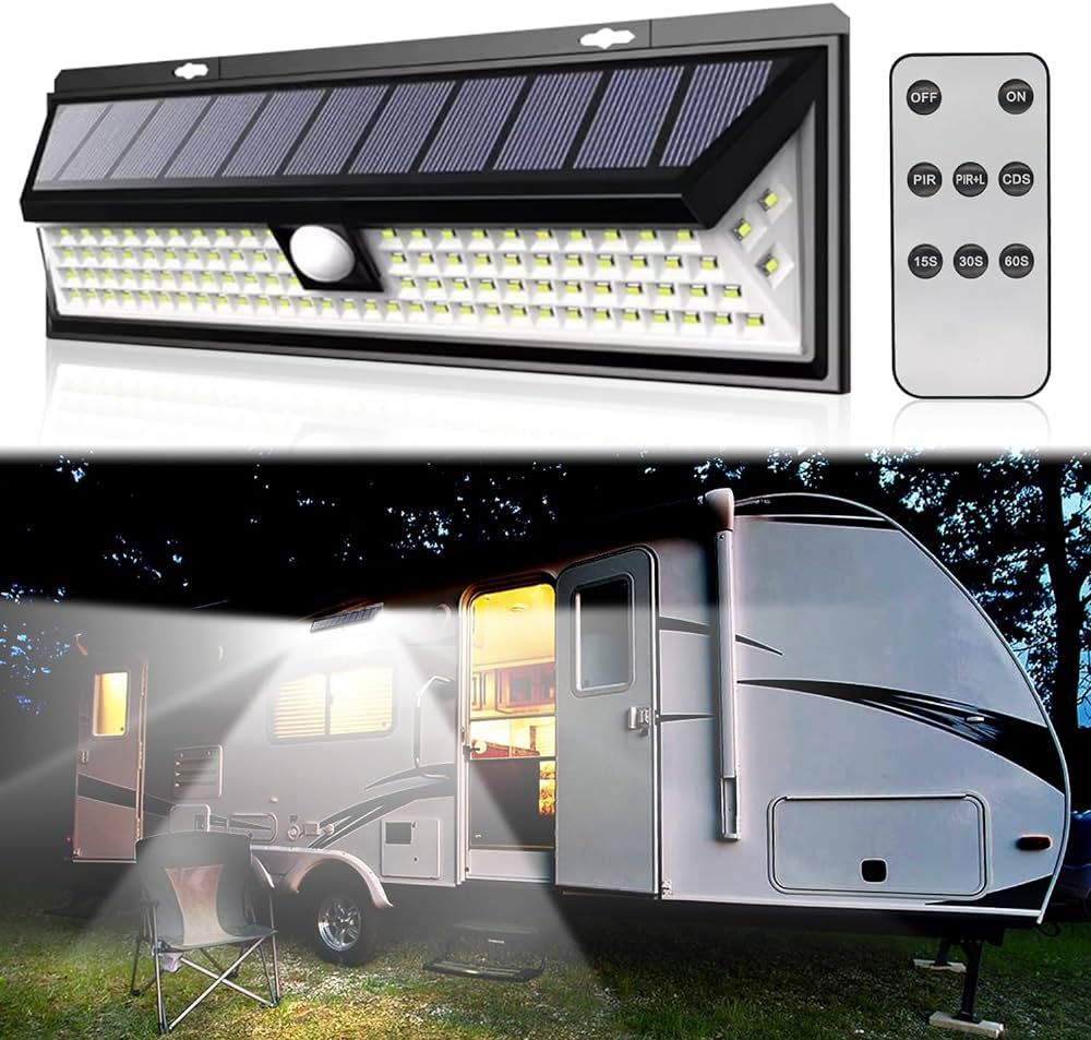 CCBASEBALL Solar RV Porch Light, 118 LED Motorhome Motion Sensor RV Exterior Lights with Remote C... | Amazon (US)