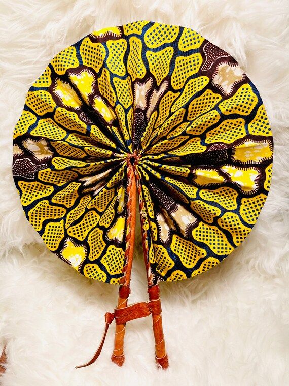 Handmade African Fan  Round Folding Handheld Fan  | Etsy | Etsy (US)