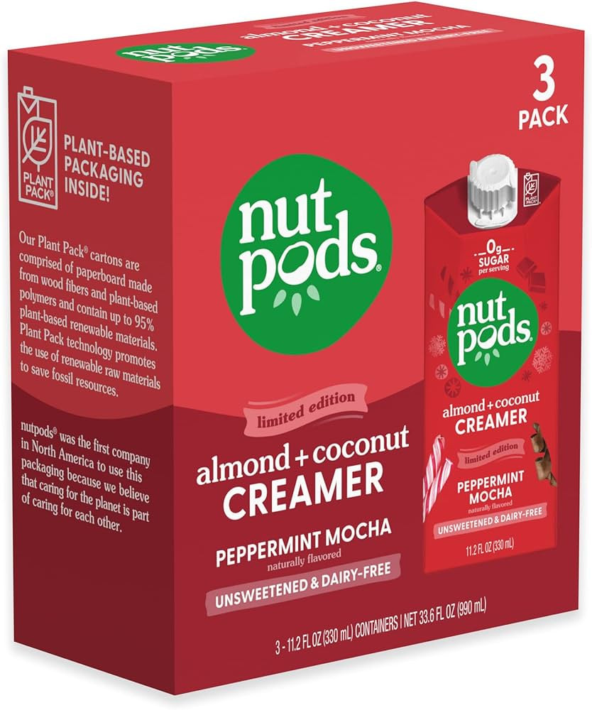 nutpods Peppermint Mocha, (3-Pack), Unsweetened Dairy-Free Creamer, Made from Almonds and Coconut... | Amazon (US)