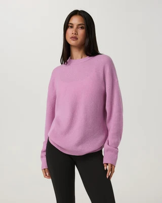 Vuori Émilie Cashmere Oversized Rib Crew Neck T-Shirt | Light Bloom | Large | Vuori Clothing (US & Canada)