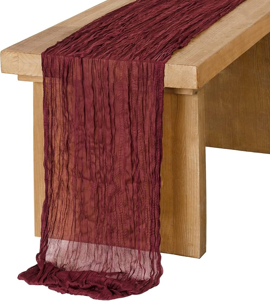 Amazon.com: Ling's Moment 14Ft x 35" Wide Burgundy Gauze Semi-Sheer Table Runner Cheesecloth Maro... | Amazon (US)