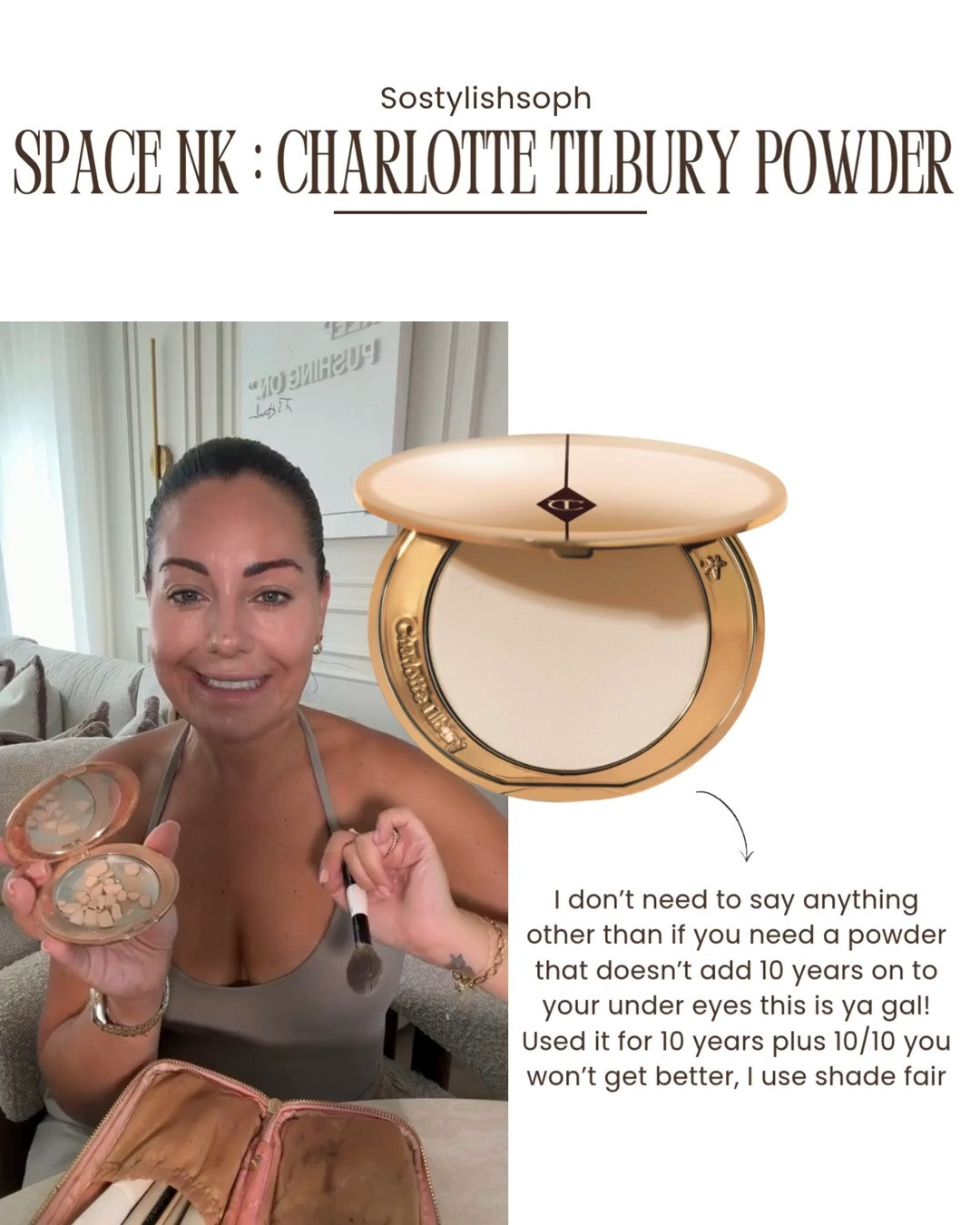 20% off the Charlotte Tilbury Airbrush Flawless Finish Powder on Space NK 🙌 I don’t need to say anything other than if you need a powder that doesn’t add 10 years on to your under eyes this is ya gal! Used it for 10 years plus 10/10 you won’t get better, I use shade fair 

Makeup Routine, Glowy Makeup, Makeup Holy Grails, Beauty, Glam, Soft Glam, Summer Makeup, Holy Grail Powder, Finishing Powder

#LTKuk #LTKsummer #LTKbeauty