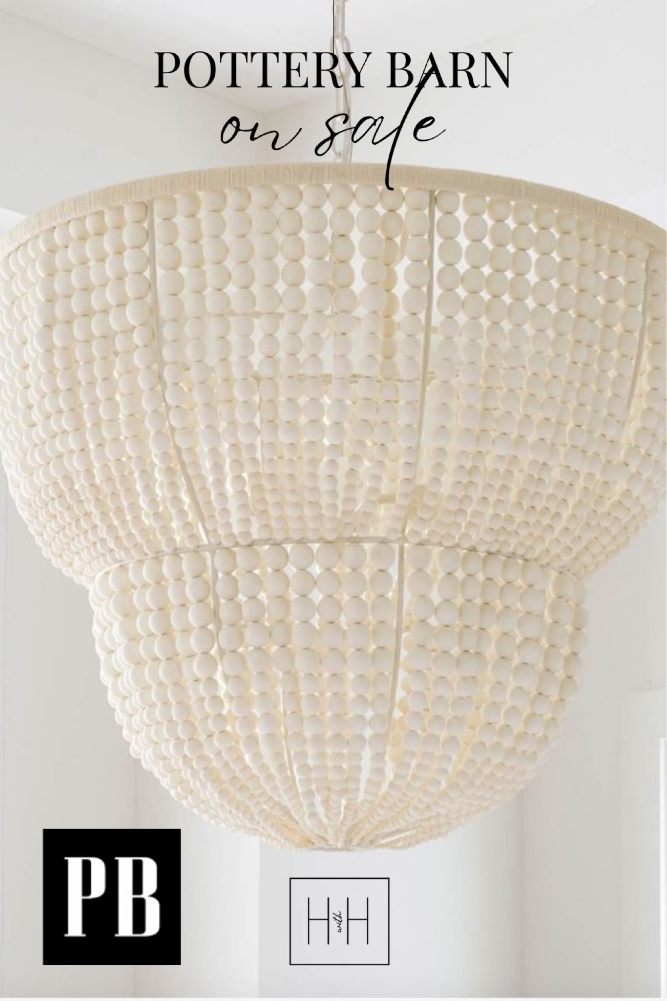 Pottery Barn Chandelier On Sale! 
Wood bead chandelier, Two-Tier chandelier, coastal chandelier, dining room chandelier.

Pottery Barn. #potterybarnsale 

#LTKsalealert #LTKhome #LTKSale