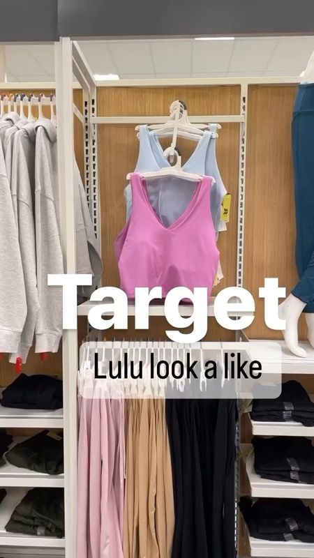 Comment “LINK” below to get links sent directly to your messages. Now available online the pink and light blue. Remind me so much of lulu. I went up to a medium and prefer to wear with high waisted bottoms. Light padding - so dang good. ✨ 
.
.
#target #targetfashion #targetfinds #sharemytargetstyle #lulu #workoutclothes #lookalikes #lookalike 

#LTKsalealert #LTKunder50 #LTKfit