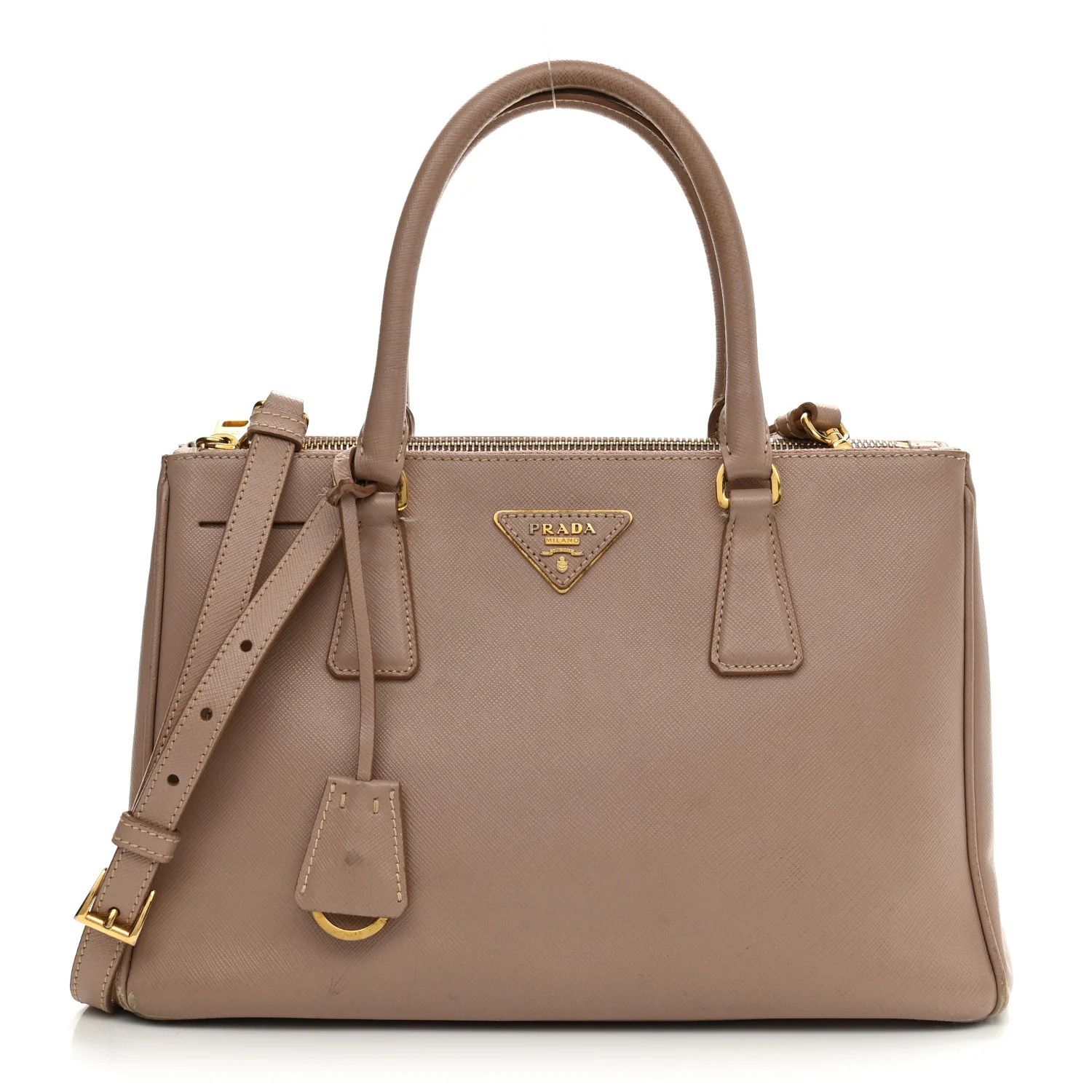 Saffiano Lux Small Galleria Double Zip Tote Cammeo | FASHIONPHILE (US)