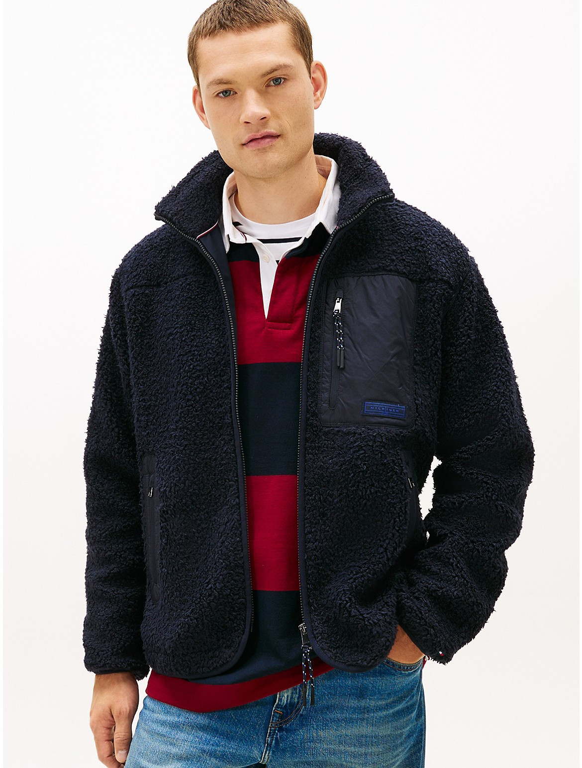 Tommy Hilfiger Men's Teddy Fleece Zip Sweatshirt - Navy - M | Tommy Hilfiger (US)