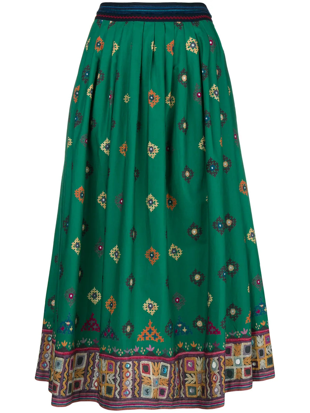 Weekend Max Mara embroidered appliqué pleated skirt - Green | FarFetch Global