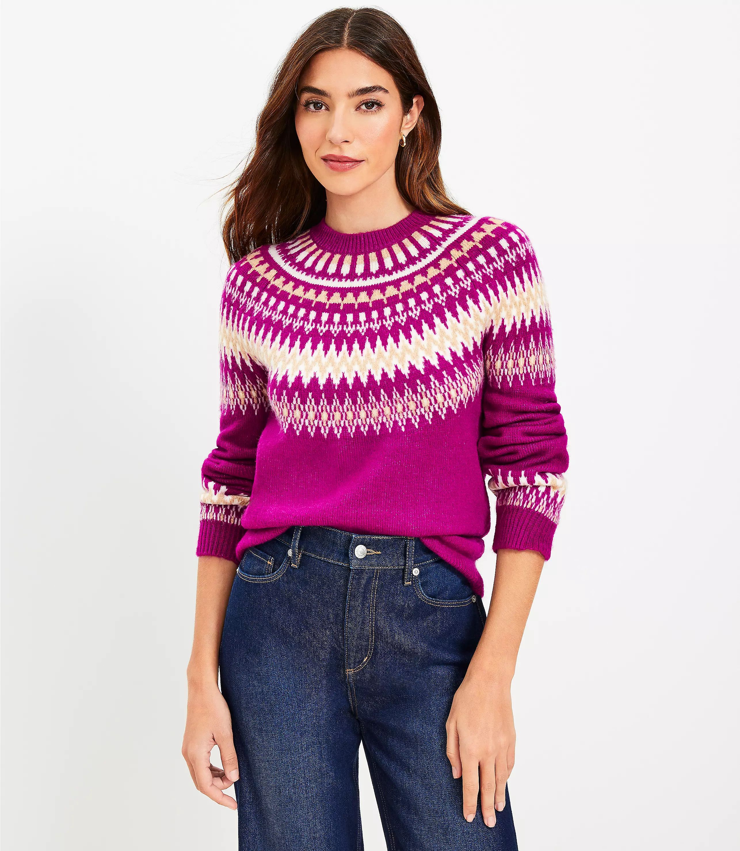 Fair Isle Yoke Sweater | LOFT