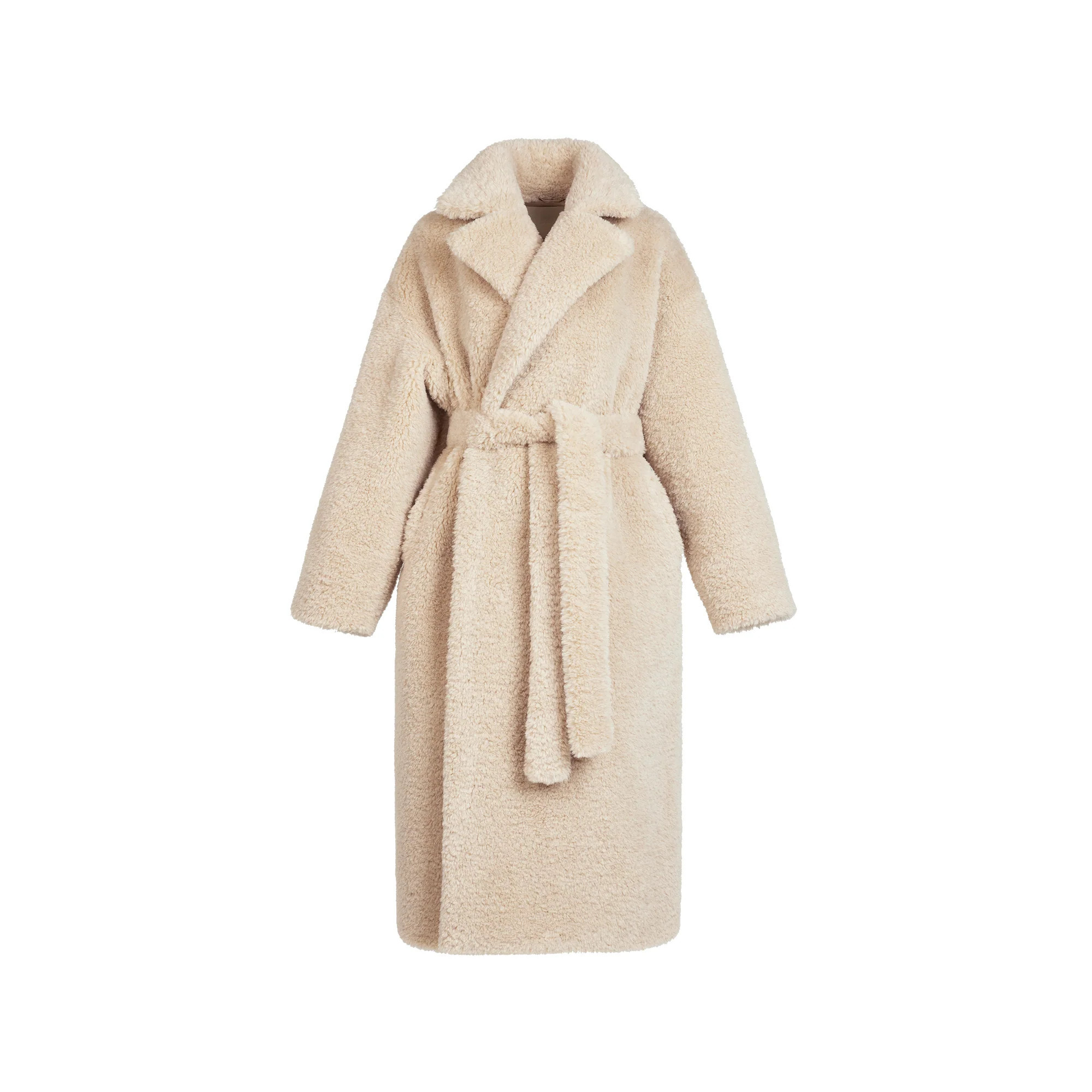 SKIMS Oversized Long Coat | Light Neutral | 2XS/XS | Faux Fur | SKIMS (US)
