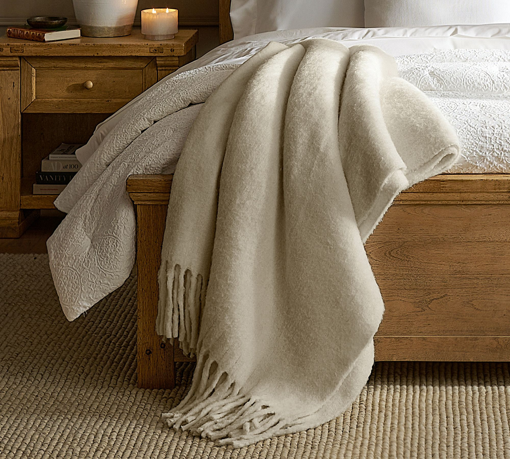 Mohair Solid Fringe Blanket | Pottery Barn (US)