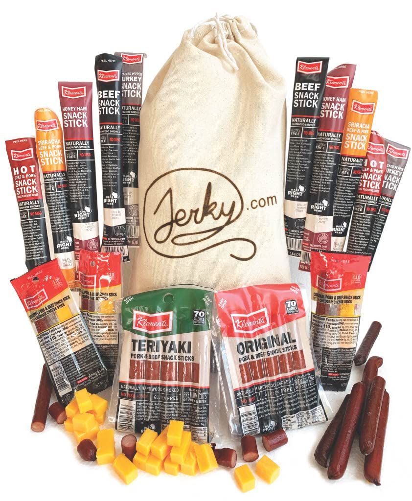 Jerky Gift Basket, 26 pc Unique Snack Stick Gift Bag, Assorted Snack Sticks, Meat & Cheese Snack ... | Amazon (US)