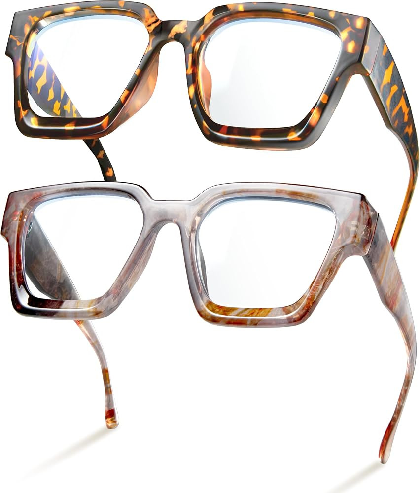 livho Oversized Eyewear Frame for Woman and Men - Rectangle Fashion Glasses for Computer, Chic Pr... | Amazon (US)