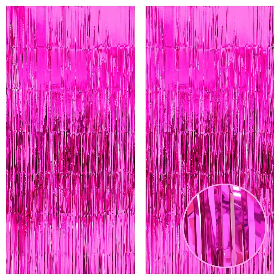 KatchOn, XtraLarge Hot Pink Fringe Backdrop - 3.2x8 Feet, Pack of 2 | Hot Pink Streamer Backdrop ... | Amazon (US)