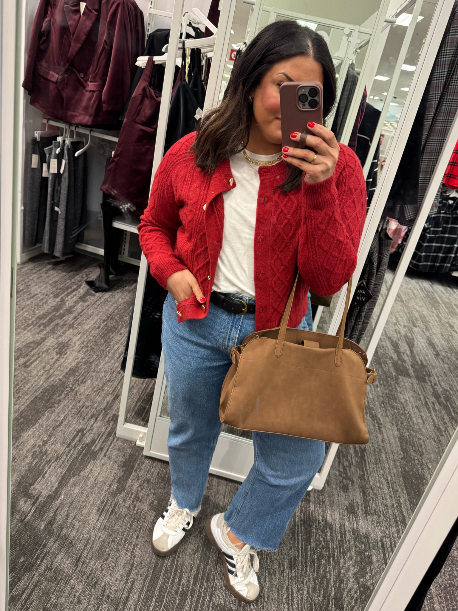 Size XL cardigan/XL tee/size 14 jeans 

Easy winter outfit, midsize outfit, mom outfit 

#LTKMidsize #LTKSeasonal #LTKFindsUnder50