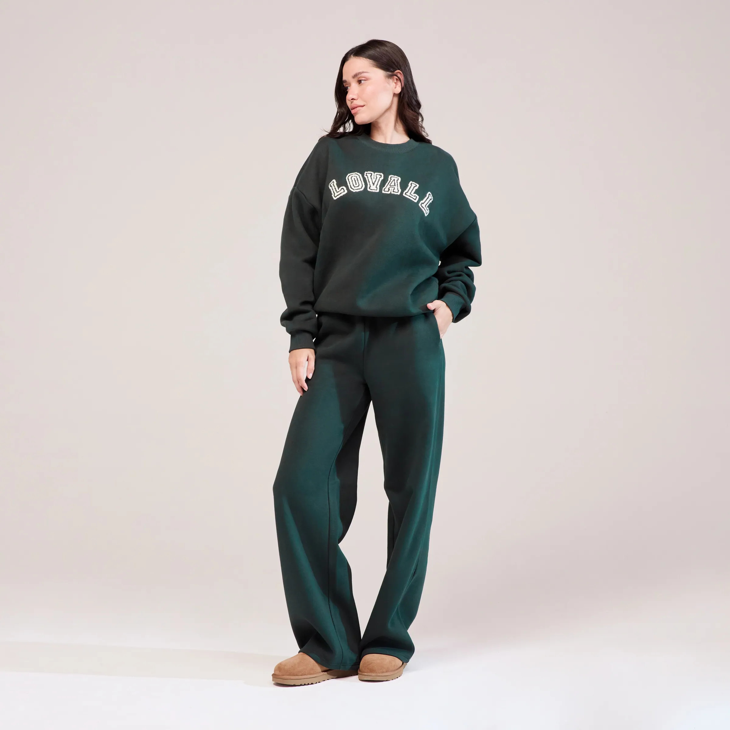 Organic Wide Leg Jogger | Pine | LOVALL