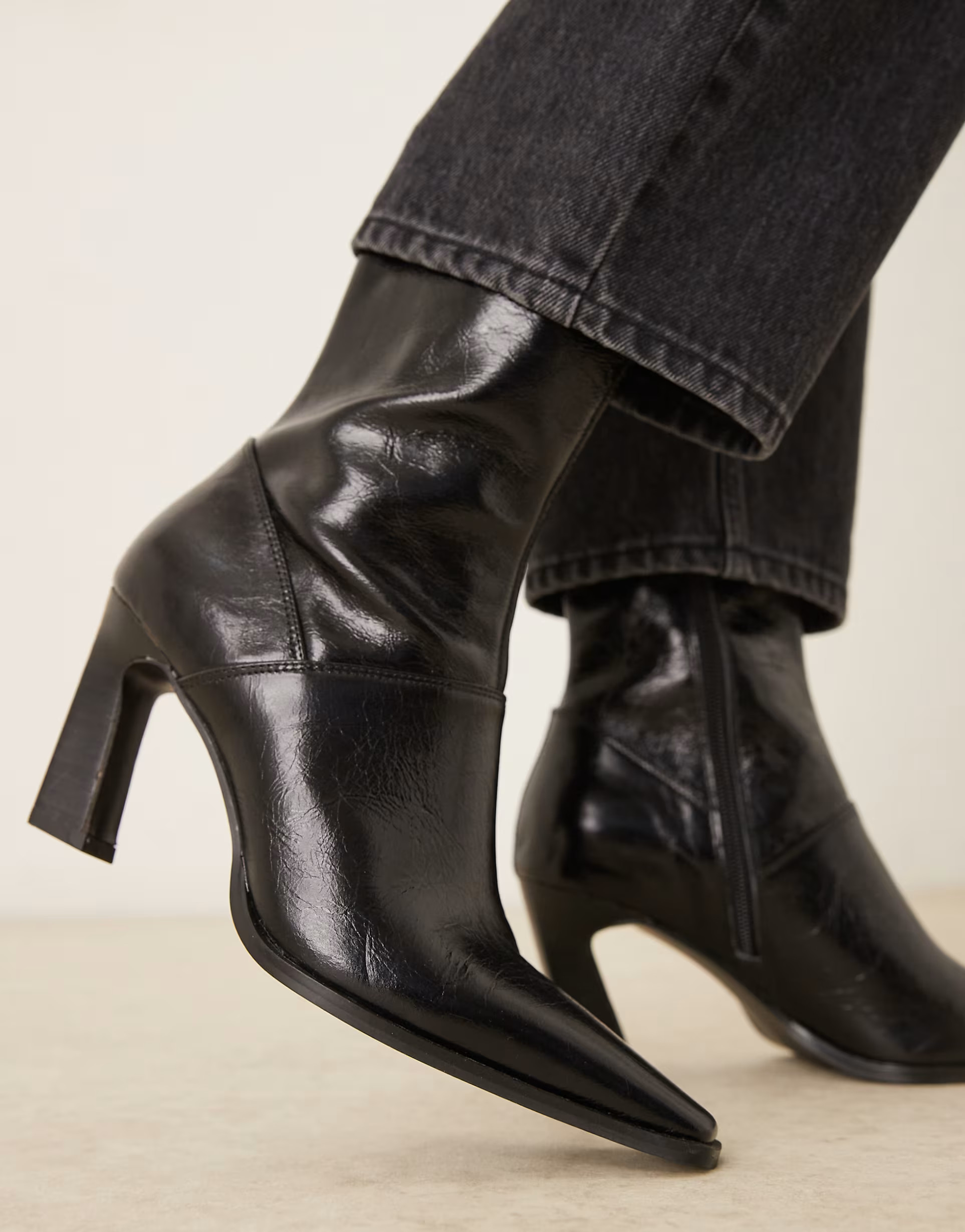 ASOS DESIGN Estella leather chisel toe ankle boots in black | ASOS (Global)