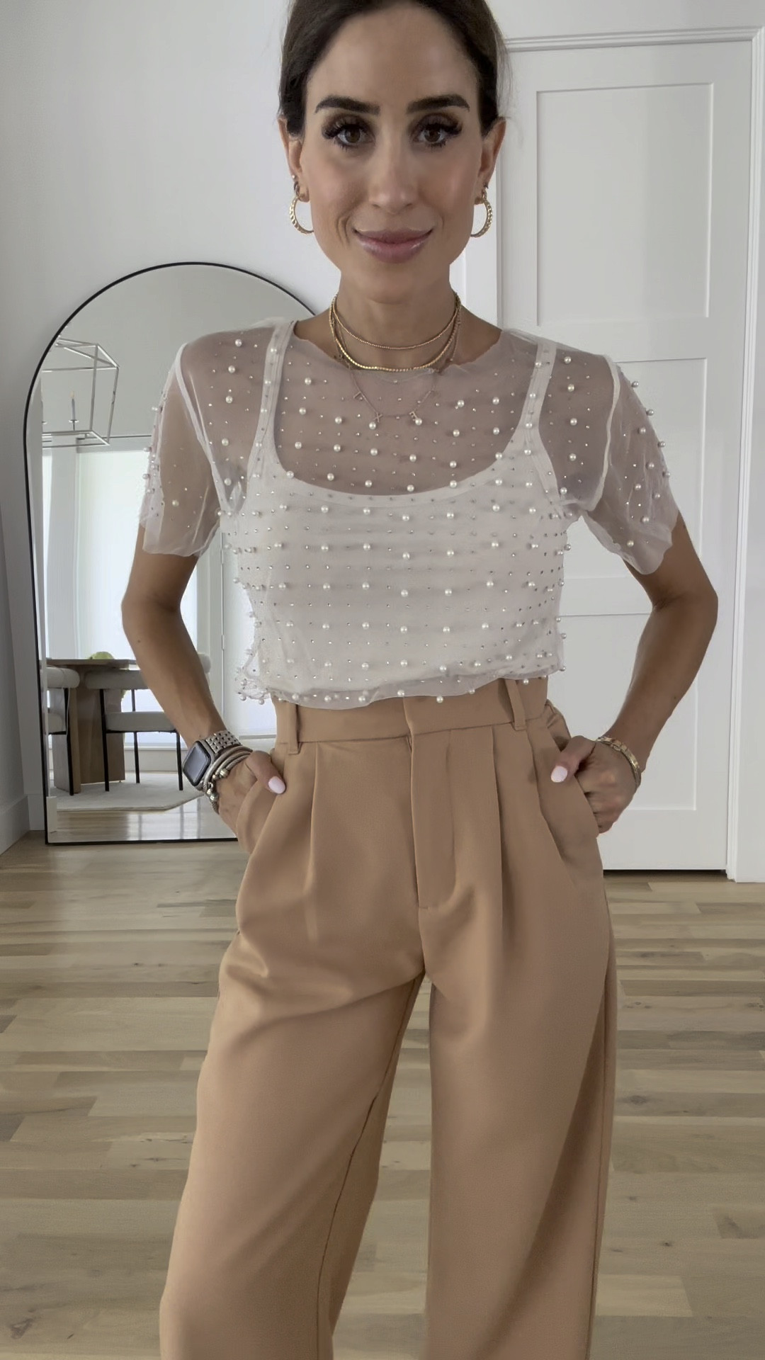Amazon Mesh Pearl top, trouser pants size 24 short 

#LTKfindsunder100 #LTKfindsunder50
