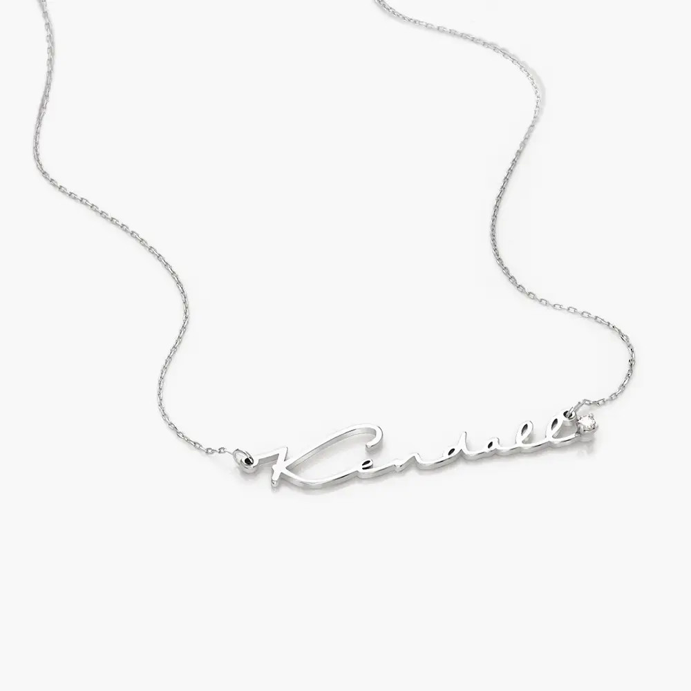 Mon Petit Name Necklace with Diamond - Silver | Oak & Luna (US)