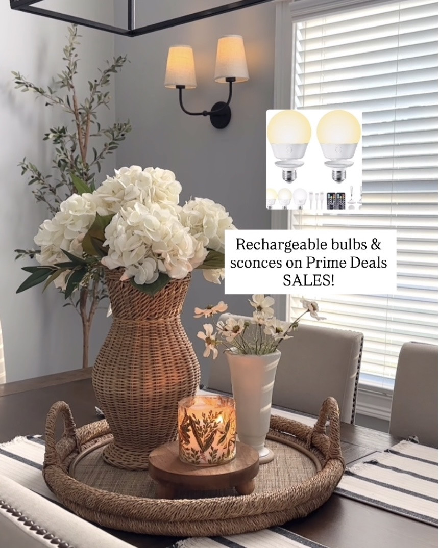 Amazon Prime Deals! Rechargeable bulbs under $20, sconces on sale! Shop hydrangeas, woven vase, candle, bud vase, wood riser and more!

#LTKHome #LTKSaleAlert