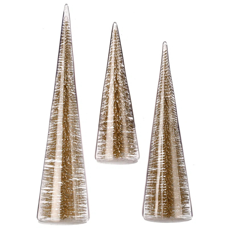 7/11/13" Bristle In Glass Tree Set of 3 | Wayfair North America