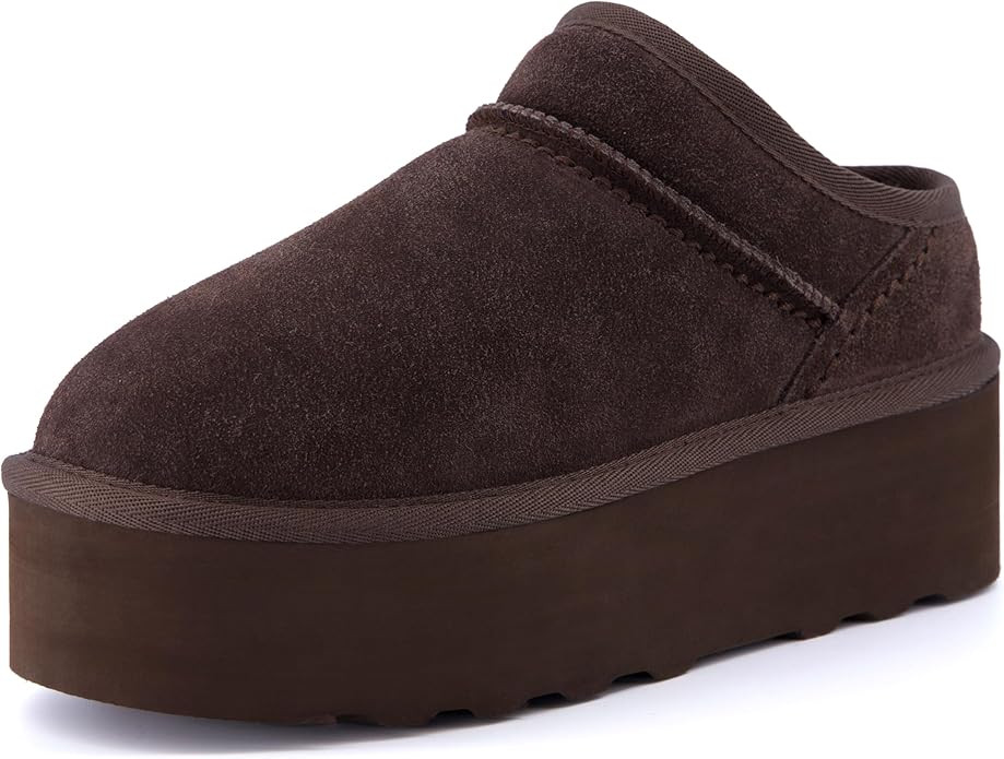 CUSHIONAIRE Women's Huggy Genuine Suede Cozy Mule Platform +Memory Foam, Wide Widths Available | Amazon (US)