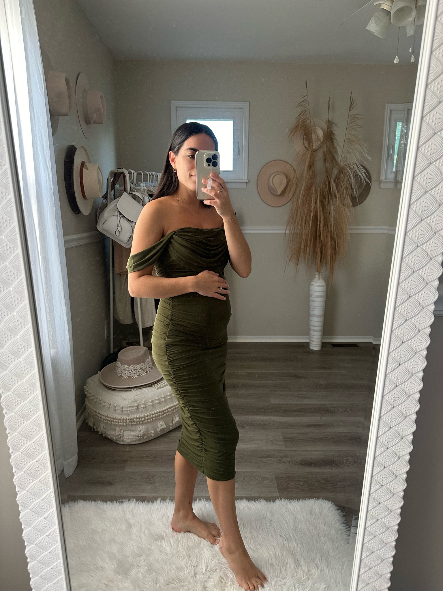 Bump friendly wedding guest dress for Fall 🍂. This dress is so beautiful, great quality, and super stretchy! 

#LTKWedding #LTKFindsUnder50 #LTKBump