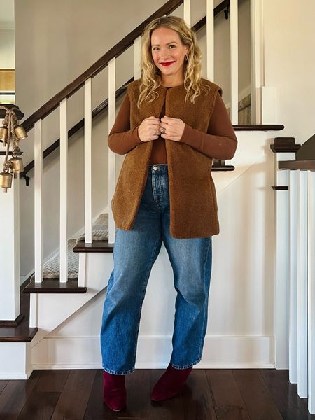 Red boots and rich brown layers (size up in bodysuit) for an easy color combination for your winter style and holiday outfits
Love, Claire Lately 

#LTKstyletip #LTKSeasonal #LTKHoliday