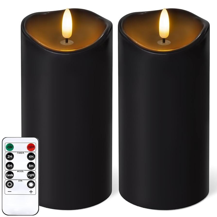 NURADA Outdoor Flameless Candles with Remote Timer - Waterproof Realistic Flickering LED Pillar E... | Amazon (US)