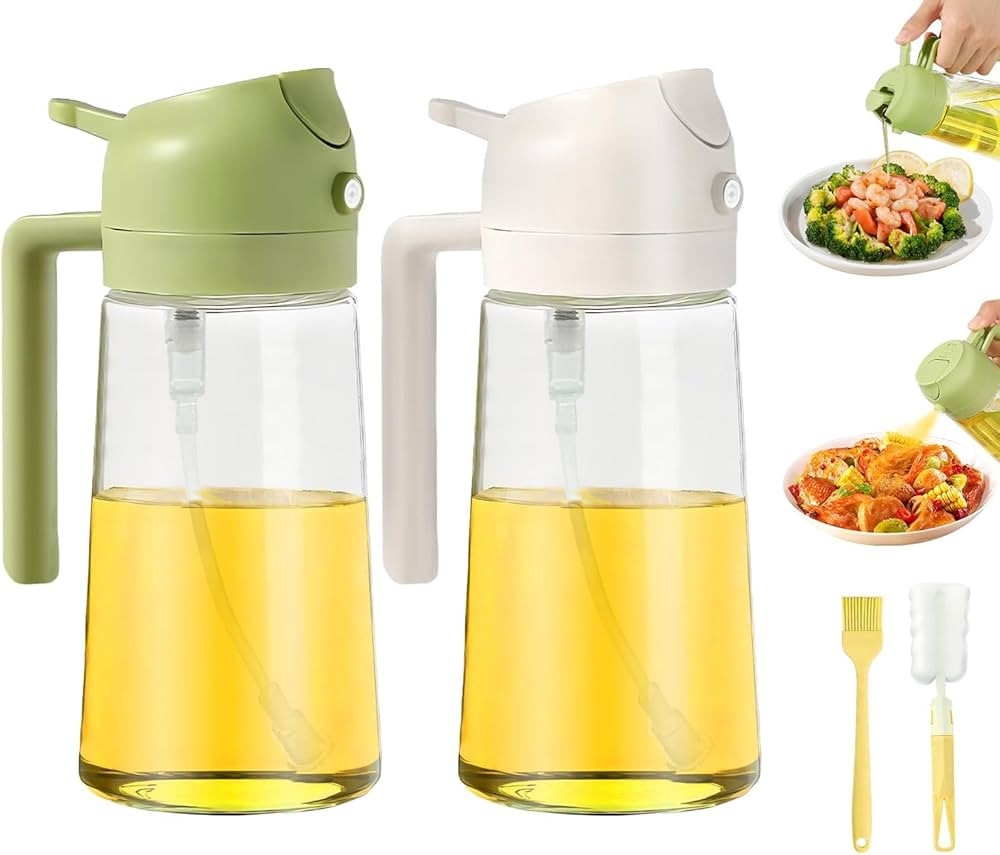 2pcs Olive Oil Dispenser for Kitchen, 2 in 1 Olive Oil Dispenser and Oil Sprayer, 16oz Olive Oil ... | Amazon (US)