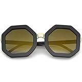 Retro Metal Nose Bridge Octagon Shape Oversize Sunglasses 53mm (Black-Gold/Gold Gradient) | Amazon (US)
