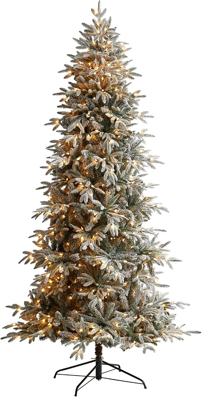 Nearly Natural 8.5ft. Flocked Manchester Spruce Artificial Christmas Tree with 550 Lights and 131... | Amazon (US)
