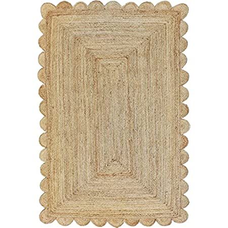 Gautam International Scalloped Natural Jute Area Rug, Natural Color (8'X10') | Amazon (US)