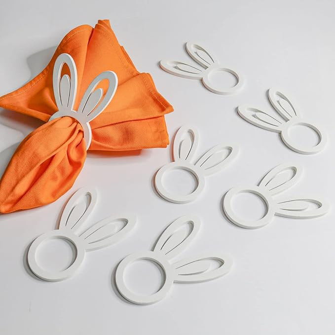 Easter Napkin Rings Set of 12,White Bunny Rabbit Wood Napkin Holder Ring for Spring,Wedding,Birth... | Amazon (CA)