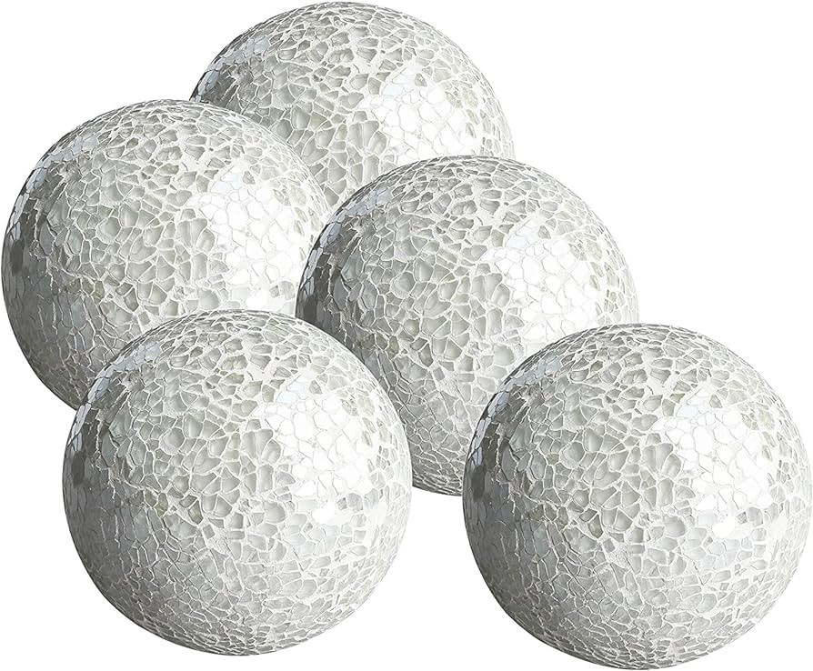 WHOLE HOUSEWARES | Decorative Balls | Decorative Balls for Centerpiece Bowls | Set of 5 | Glass M... | Amazon (US)