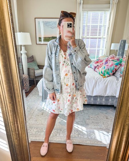 Todays outfit of the day // sized up to a small in the dress // this denim bomber jacket is old but linking a similar option 

#LTKbump #LTKfindsunder50 #LTKSeasonal