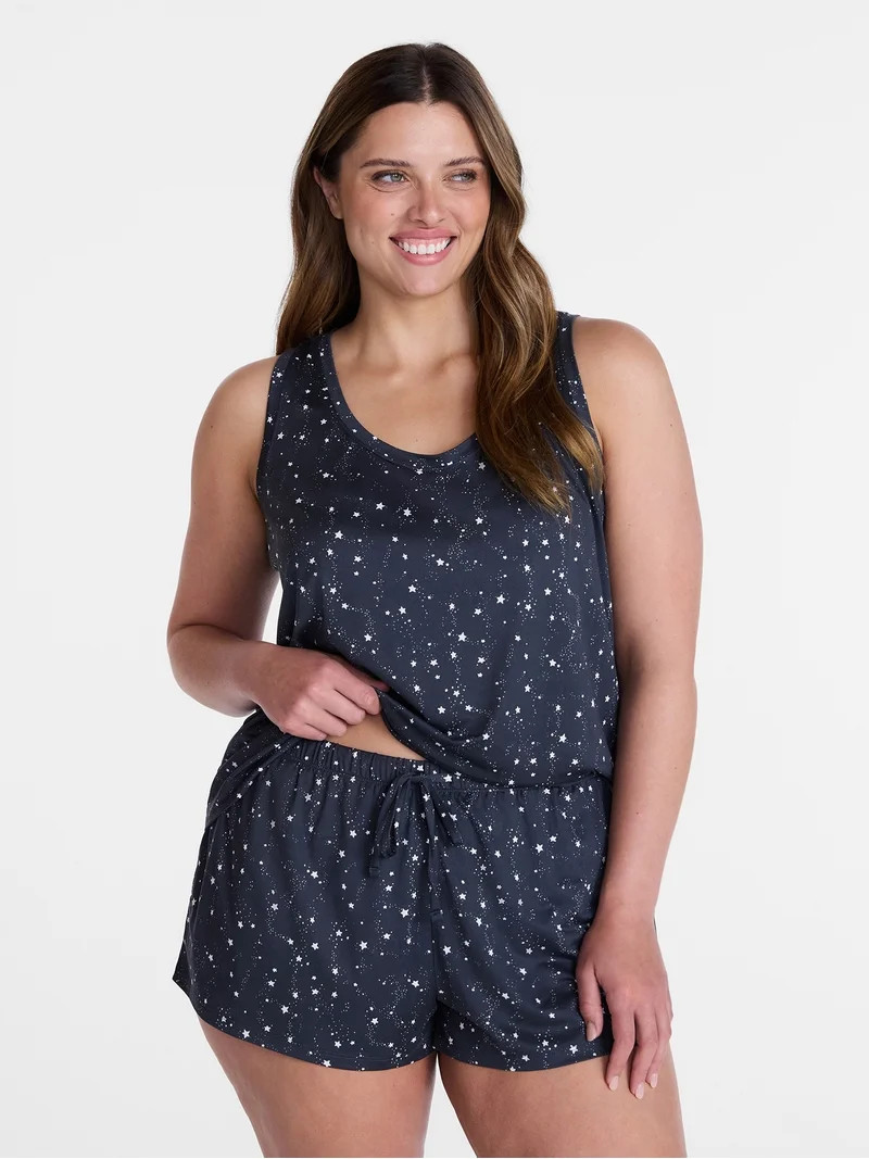 Joyspun Women's Tank Top and Shorts Pajama Set, 2-Piece, Sizes XS-3X | Walmart (US)