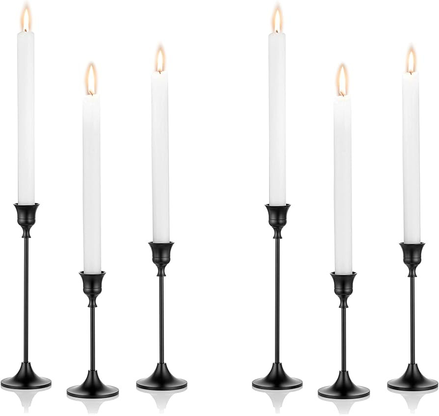 Nuptio Black Candle Holder Candlestick Holders Candle Sticks Holder Tapered Candle Holder Gothic ... | Amazon (US)