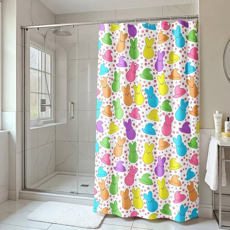 Easter Shower Curtain - 72x72 Inches | Festive Bunny Spring Bathroom Decor, Waterproof Fabric wit... | Amazon (US)
