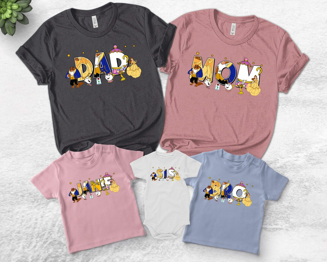 Custom Beauty and the Beast Matching Birthday Shirt, Disney Mom Dad Family Tee, Belle Lumiere Mrs... | Etsy (US)