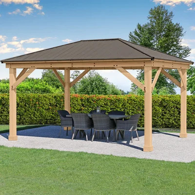 Meridian 12 Ft. W x 16 Ft. D Solid Wood Patio Gazebo | Wayfair North America